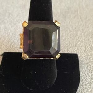 Costume jewelry large Amethyst ring adj band